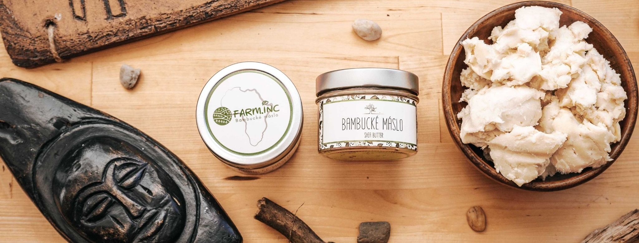 100% přírodní bambucké máslo Farm.inc 260 ml a 1 kg balení pro výrobu domácí kosmetiky